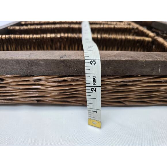 Rectangle Wicker Silverware Tray Organizer 5 Compartments Utensil Holder Spoon - Picture 7 of 8